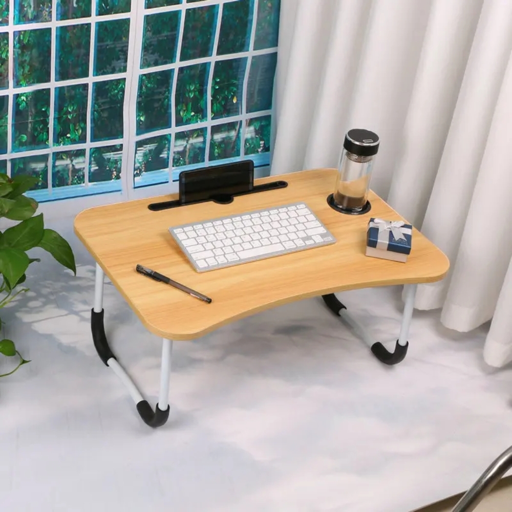 Portable Bamboo Laptop Desk with White Legs